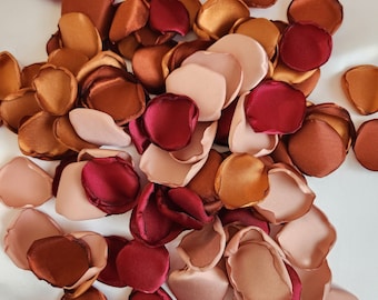 Wedding decor, fall flower girl petals for baskets, rose gold terracotta mix of rose petals for aisle runner entrance decor, altar flowers