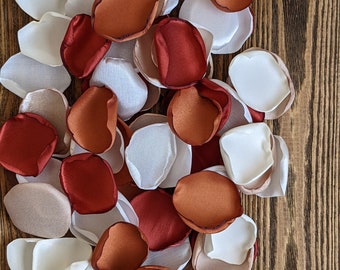 Rust terracotta rose petals for neutral wedding aisle runner decor, flower girl petals for baskets, rustic bridal shower table decoration