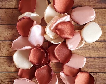 Rust champagne rose gold fall custom rose petals for rustic wedding, flower petals for baskets and aisle runner, bridal shower decorations