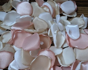 Blush pink cream champagne and ivory rose petals for rustic wedding decor-baby girl shower decorations-bridal shower centerpieces scatter