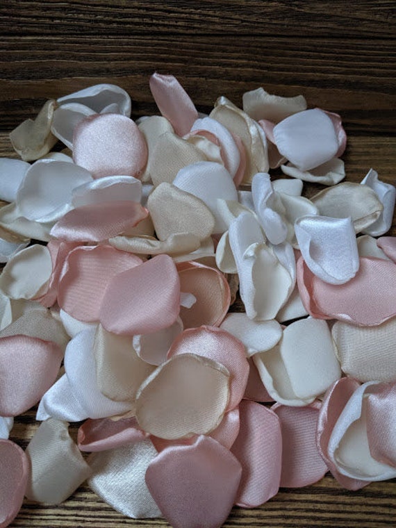 Blush Pink Cream Champagne and Ivory rose petals Rustic Wedding decor baby girl shower decorations bridal shower centerpieces toss.