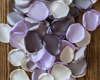 Wedding traditional decor, lavender silver rose petals decorations, flower girl petals, glam bridal shower decor, cards and gifts table toss