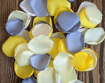 Dusty blue and yellow unique wedding rose petals-summer baby or bridal shower confetti-bachelorette party decor-modern stage tossing flowers