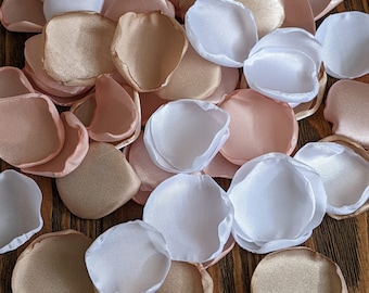 Modern champagne blush and white rose petals for wedding bridal and baby shower decor, birthday decor for her, aisle runner decoration toss