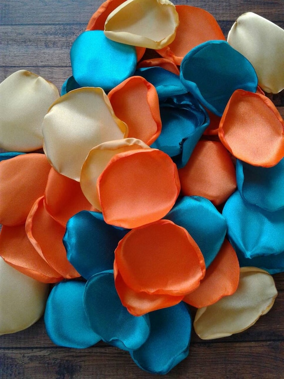 Birthday Party Decor Turquoise And Orange Gold Flower Etsy