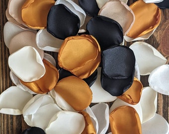 Gatsby wedding decor champagne ginger and black rose petals for party decorations, flowers or floral confetti for bridal shower table decor