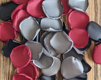 Gray black burgundy rose petals for moody wedding decoration, bridesmaid gifts for boxes, spooky bride, fall autumn artificial flowers toss