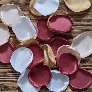 Wedding decor, cinnamon rose antique gold custom rose petals, flower girl baskets, ceremony and reception confetti, wedding exit toss leaves