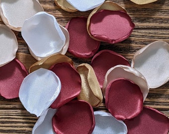 Wedding decor, cinnamon rose antique gold custom rose petals, flower girl baskets, ceremony and reception confetti, wedding exit toss leaves