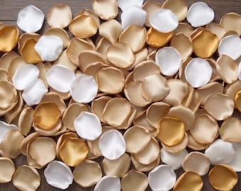 Antique Gold Champagne Satin Rose Petals Wedding Aisle Decor Flower Girl Ceremony Table Scatter