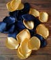 Navy blue rose petals, navy yacht wedding decor, golden flower girl petals for baskets, engagement decor, nautical bridal shower confetti 