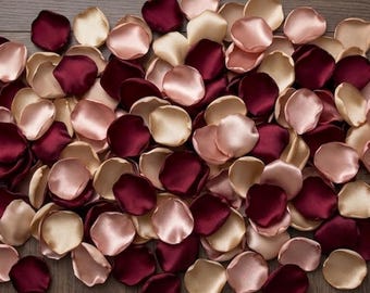 Burgundy Champagne Rose Gold Flower Petals Wedding Table Decorations Aisle Runner Confetti Silk Scatter Bridal Shower