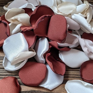 Rust bohemian custom wedding decor, mixture of rose petals for fall wedding decorations, flower girl petals for baskets, aisle runner toss