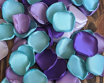 Under the sea baby shower and party decorations-mermaid birthday alternative floral confetti-seafoam lilac purple and lavender rose petals.