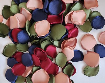 Wedding decor, flower girl petals for baskets and aisle runner decor, rose gold burgundy terracotta mix of rose petals for table decoration