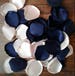 Navy and blush custom rose petals for wedding decor, table scatter, wedding flowers for flower girl baskets, aisle runner decorations toss