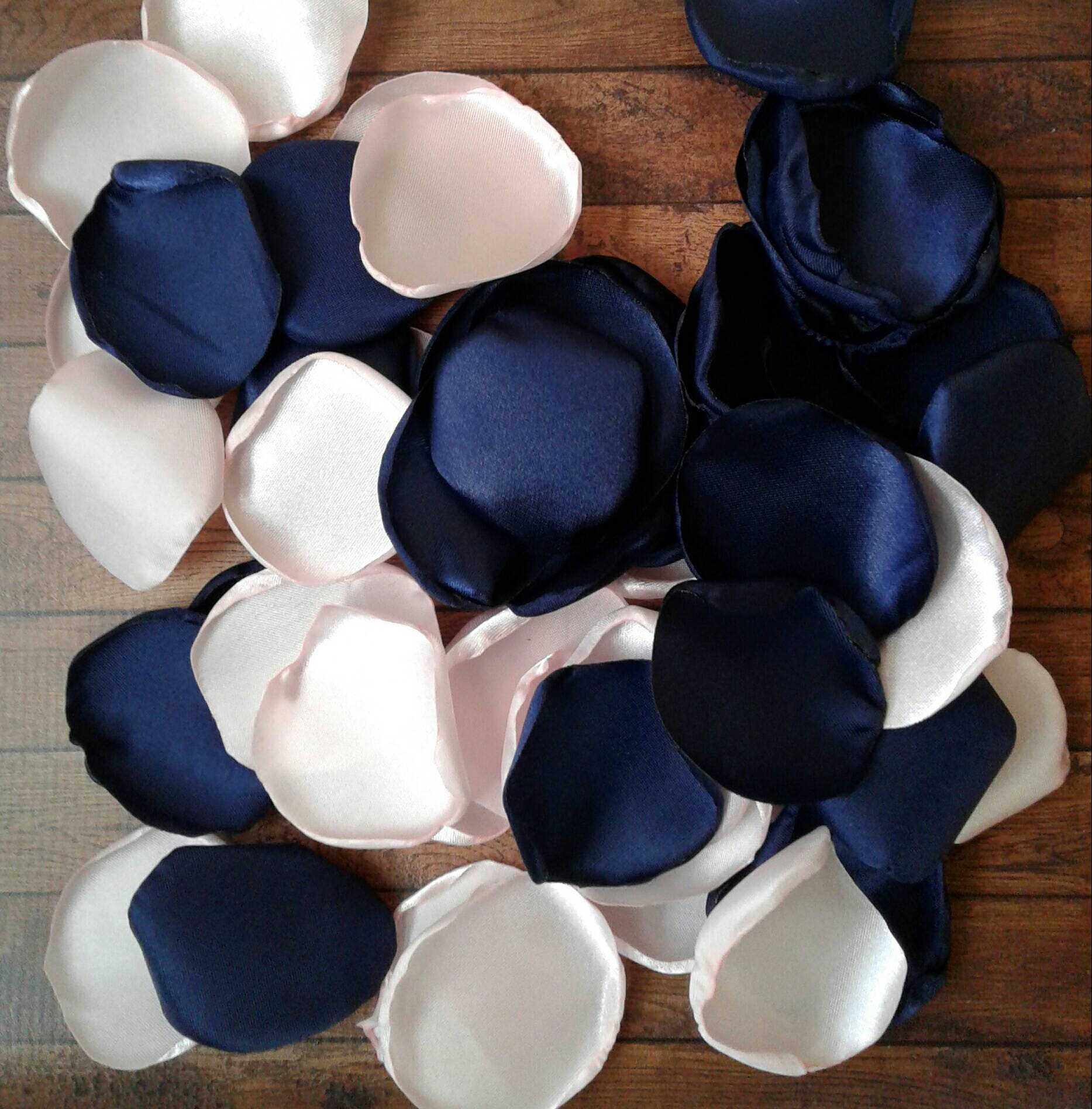 Navy and Blush wedding, Blush rose petals, Navy rose petals, rose