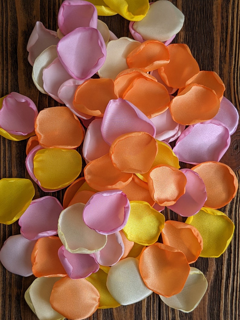 Custom orange pink and yellow rose petals for rubber duck baby shower decor-ducky duckies party table decorations-summer bridal decor toss image 3