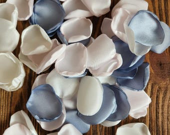 Table decor, Flower girl petals, Dusty blue pink rose petals for wedding decor, Floral cake decor, Elegant engagement, boho wedding toss