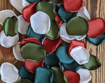 Rust emerald olive wedding decor-fall rustic rose petals for flower girl baskets-aisle runner pew markers ceremony flowers-wedding tossing