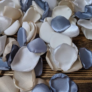 Dusty blue cream ivory and champagne rose petals for rustic wedding decor-flower girl flowers for basket-bridal shower and aisle runner toss