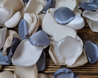 Dusty blue cream ivory and champagne rose petals for rustic wedding decor-flower girl flowers for basket-bridal shower and aisle runner toss