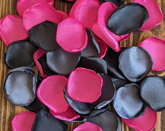 Bridal shower table decor scatter, 30th birthday confetti for her, hot pink charcoal and black flower petals, baby shower decorations cake