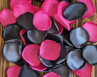 Bridal shower table decor scatter-30th birthday confetti for her-hot pink charcoal and black flower petals-baby shower decorations for cake