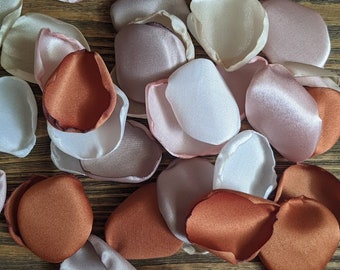 Terracotta taupe wedding decorations, copper blush and champagne table decor toss,  flower girl petals, desert rustic boho wedding confetti
