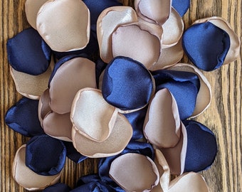 Rose petals mix first night bed tossing, navy blue taupe rustic marriage proposal modern idea, elegant wedding toss, romantic fake flowers