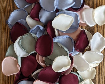 Wedding decor-Rustic country wedding centerpieces for table-dusty blue burgundy sage rose petals for aisle-party box filler-toss flowers