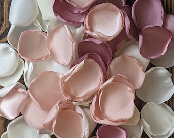 Blush pink  mauve cream ivory rose petals wedding decoration, flower girl confetti for baskets, floral baby girl shower, table decor toss