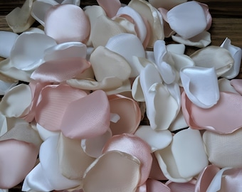 Blush pink cream champagne and ivory rose petals for rustic wedding decor, baby girl shower decorations, bridal shower centerpieces scatter