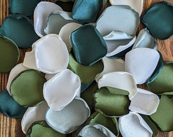 Wedding decor, Olive sage emerald mix of custom rose petals for flower girl baskets bags and cones, alternative confetti for aisle runner
