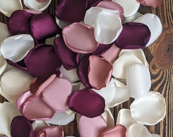 Wedding decor, Mauve sangria rose gold rose petals, aisle runner and flower girl flowers petals, ceremony and reception decoration to toss