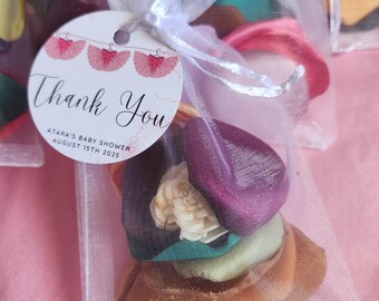Tutu Party Favor with Satin Rose Petals & Sola Flower – Ballet Shower Gift, Pink Ballerina Sachet, Custom Tutu Theme Favor for Girls