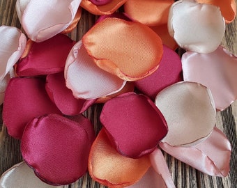 Wedding decor, burnt orange burgundy rose gold champagne flower petals for aisle runner, reception and ceremony decor, flower girl petals
