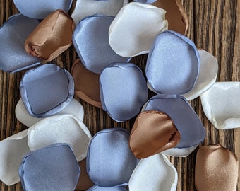 Dusty blue and brown rose petals for bachelorette or bridal shower-wedding flowers for ceremony decor-flower girl accessories-confetti toss