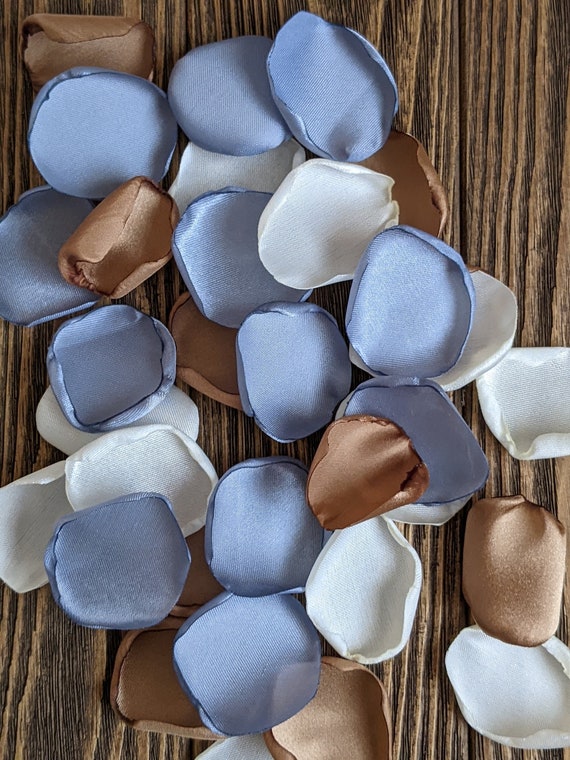 Dusty Blue Satin Rose Petals for Wedding Aisle, Flower Girl Toss, Bachelorette & Baby Shower Decor