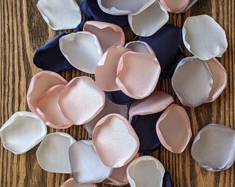 Modern rustic navy blush silver rose petals for black tie wedding decor-flower girl confetti toss for nautical or tea garden bridal shower