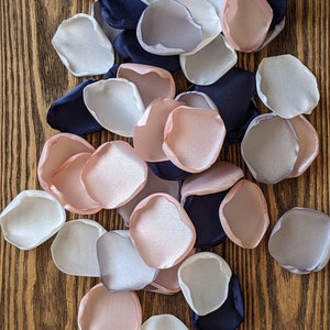 Navy and blush custom rose petals for wedding decor, table scatter, wedding flowers for flower girl baskets, aisle runner decorations toss