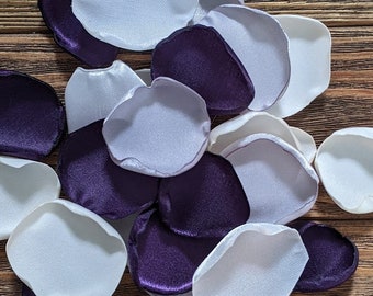 Plum silver rose petals wedding decor, aisle runner barn flower decor, boho or rustic fall rose petals toss for bridal shower reception
