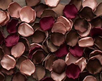 Brown Burgundy Rose Gold Petals Wedding Decor Boho Flower Girl Basket Rustic Aisle Runner Confetti Toss