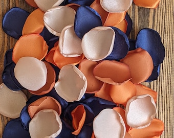 Burnt orange terracotta navy mix of rose petals, fall wedding decor, aisle runner decor, flower girl floral confetti to toss, rustic decor