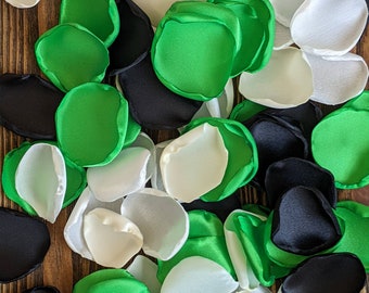 Kelly green and black rose petals-flower girl accessories for baskets-wedding cake decor-alternative confetti to toss-wedding gift for bride