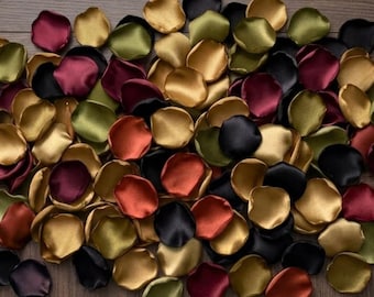 Burgundy Terracotta Olive Rose Petals: Rustic Wedding Confetti Decor