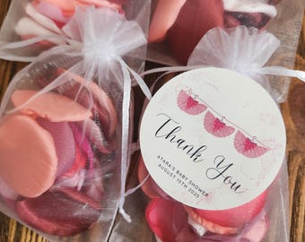 Ballerina tutu sachet favor, pink rose petals, potpourri scented organza bag favors, bridal shower gifts, baby girl shower aroma sachets