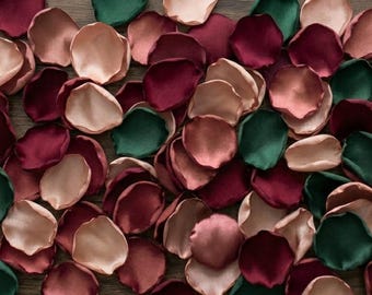 Rose Gold Burgundy Emerald Petals Wedding Decor Champagne Flower Girl Basket Rustic Aisle Runner Confetti