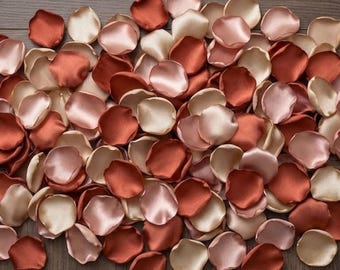 Rust Champagne Rose Gold Petals Fall Wedding Decor Rustic Barn Flower Girl Aisle Runner Cake Toss