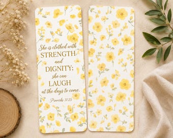 Christian Bookmark Set | Floral Bible Verse Printable | Proverbs 31 Galatians Philippians | Gift for Women